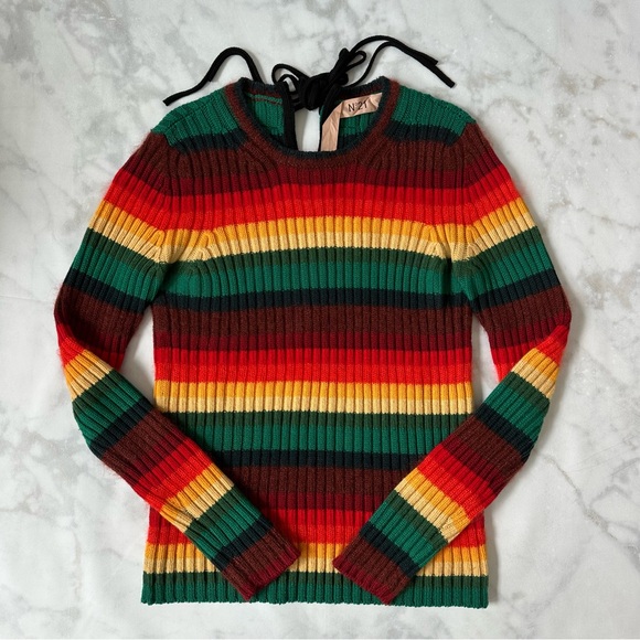 RARE No. 21 Multicolor Rainbow Stripe Rasta Wool Sweater